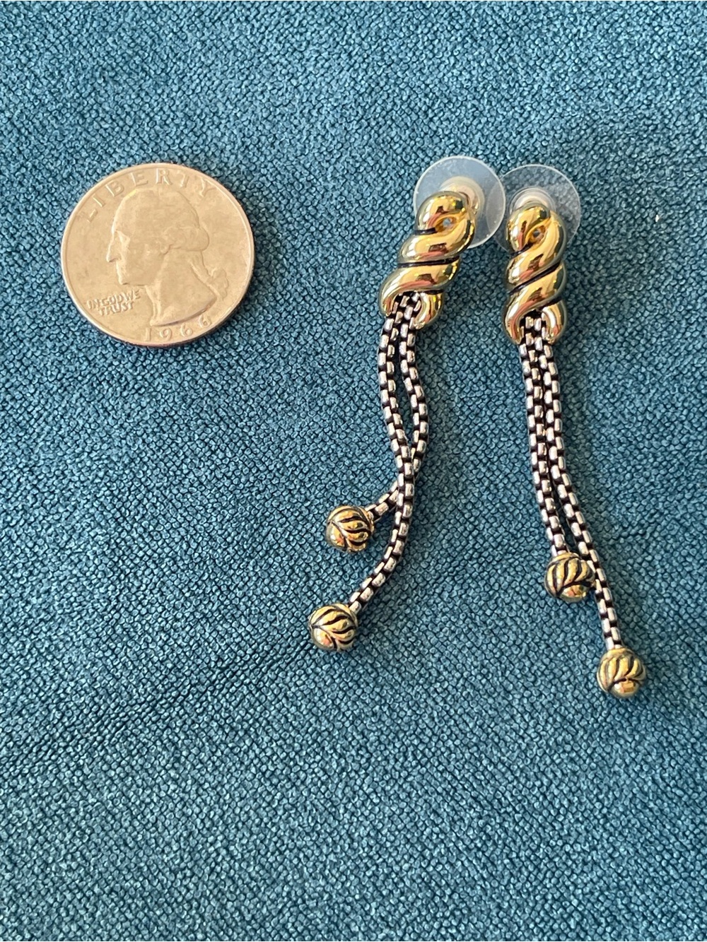 Brighton Gold and Black Twisted Chain Drop Earrings